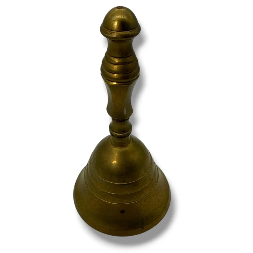 Vintage Solid Brass Hand Bell Made in India Decorative Service Reception Desk